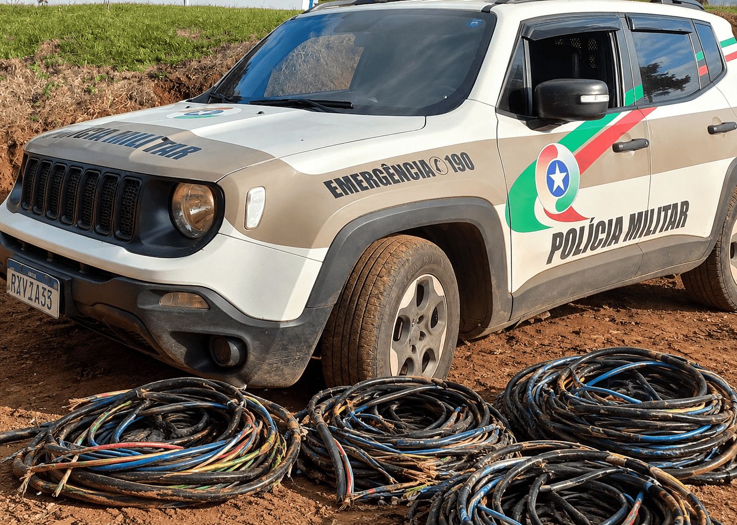 Polícia recupera 260 kg de fiação elétrica furtada em granja no interior de Concórdia